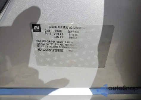 2014 Chevrolet Impala 2Lt z USA, uszkodzony, nr VIN 2G1125S32E9295157